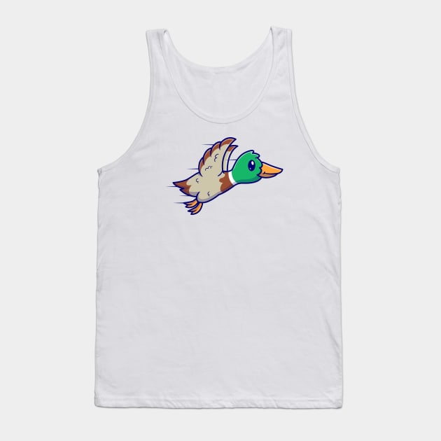 Cute Duck Bird Flying Cartoon Tank Top by Catalyst Labs